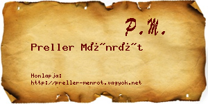 Preller Ménrót névjegykártya